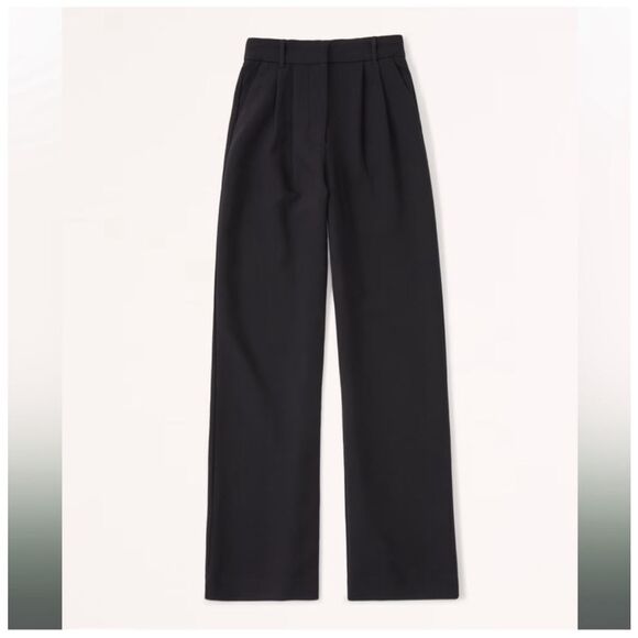NEW Abercrombie & Fitch Black Sloane Tailored Wide Leg Trouser Pants 00 24 NWT - Picture 2 of 8